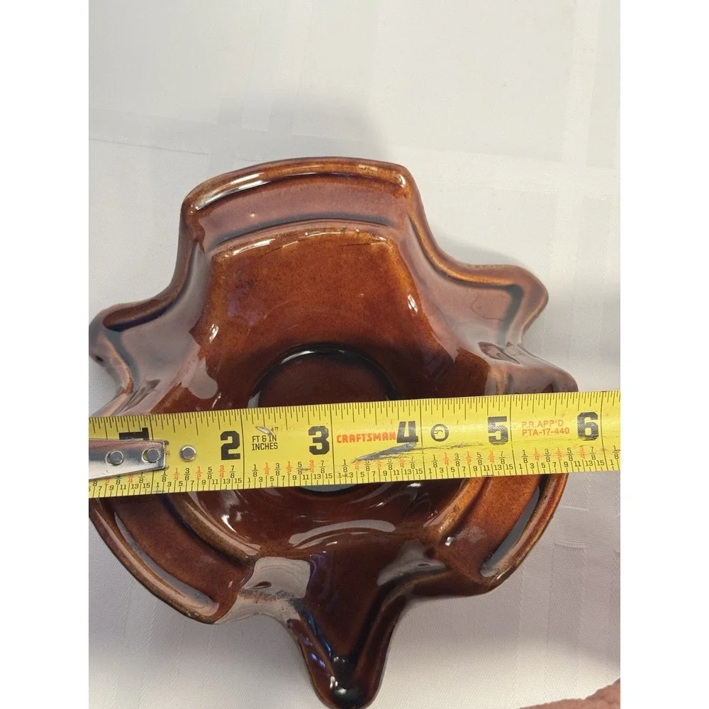 Vintage Kathy Kale USA Brown Glaze Pottery‎ Candle Warner/ Tea Light 1960's